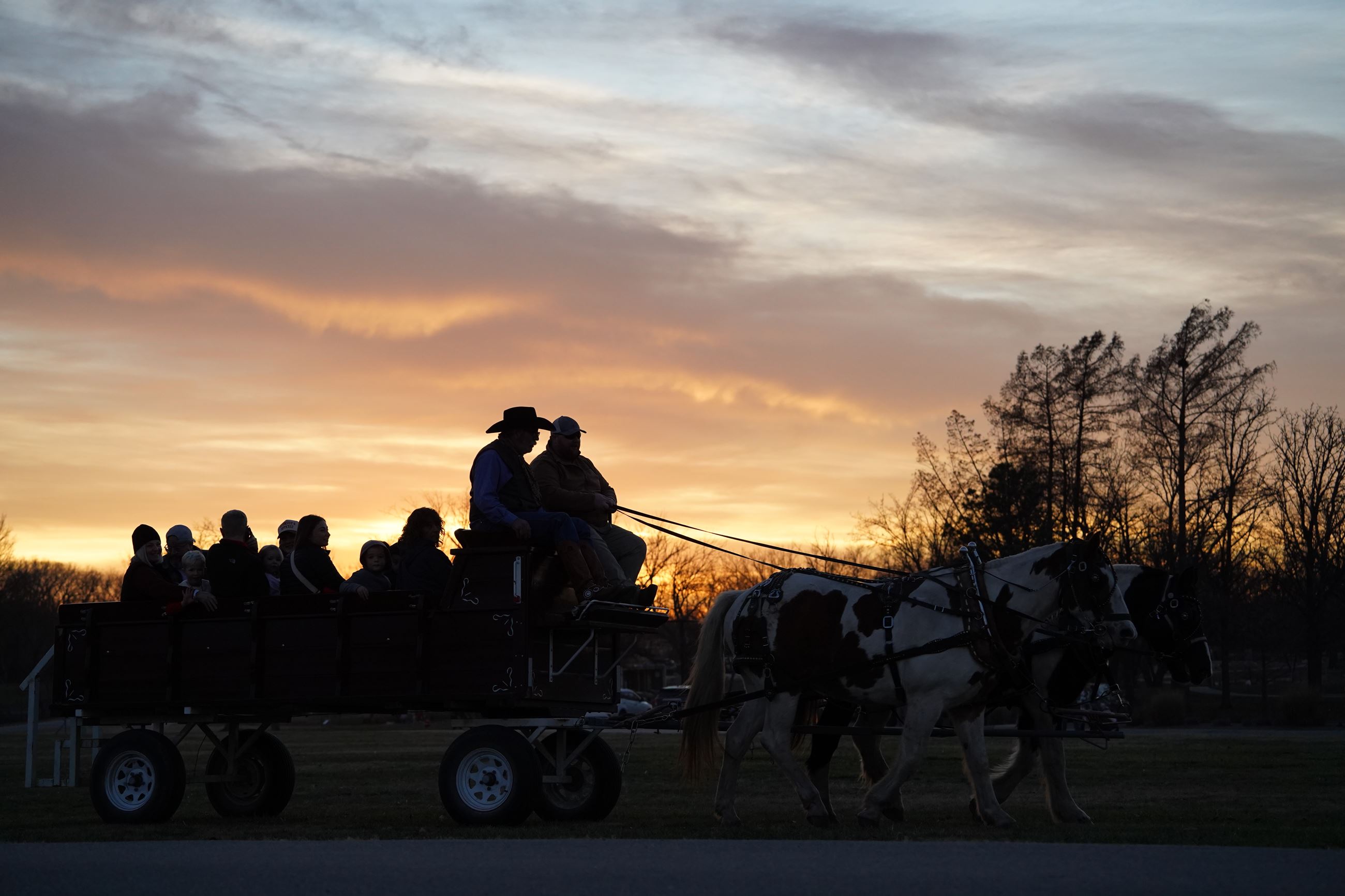 people on hay rack ride