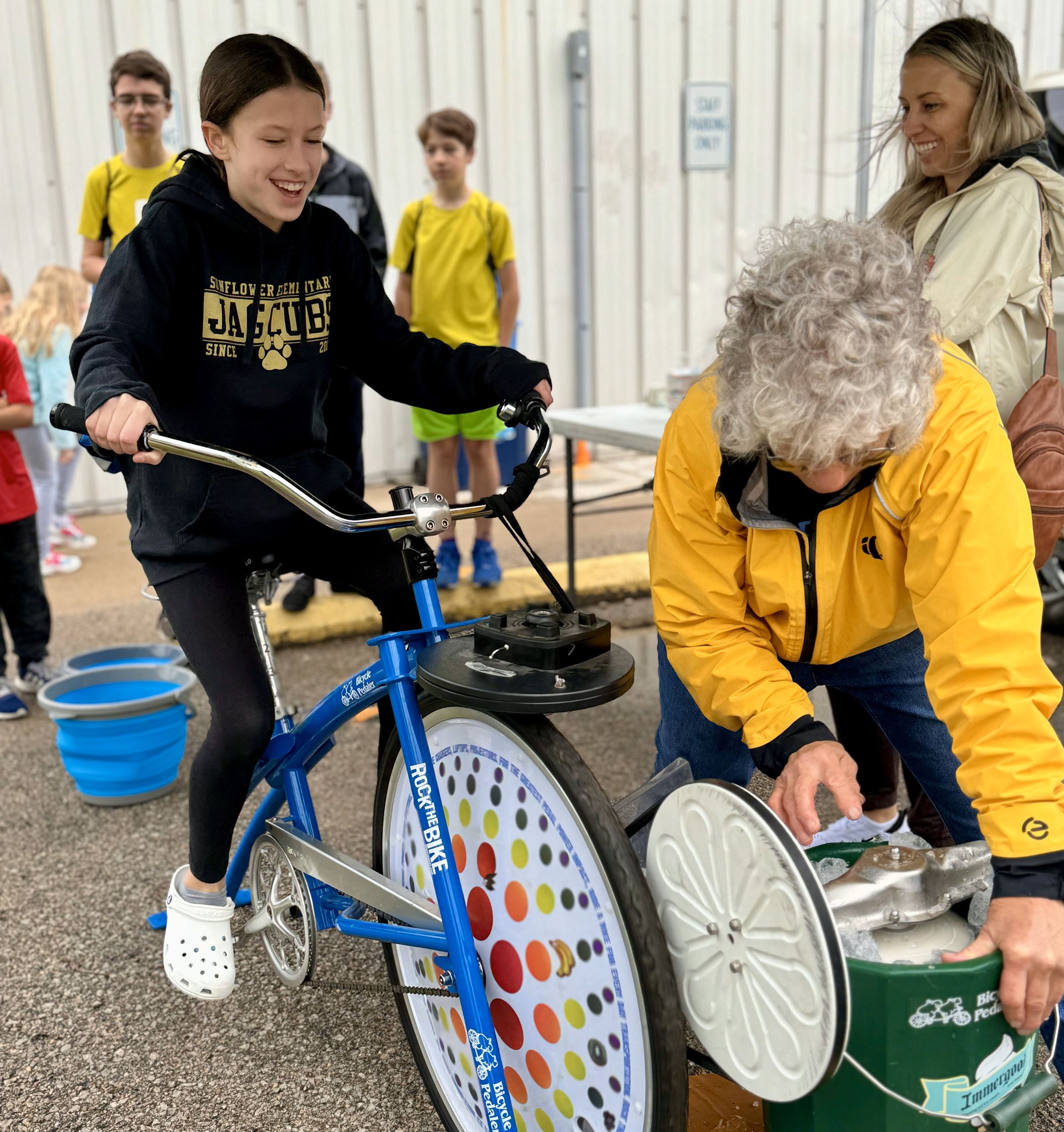 Bike safety making ice cream on a bike