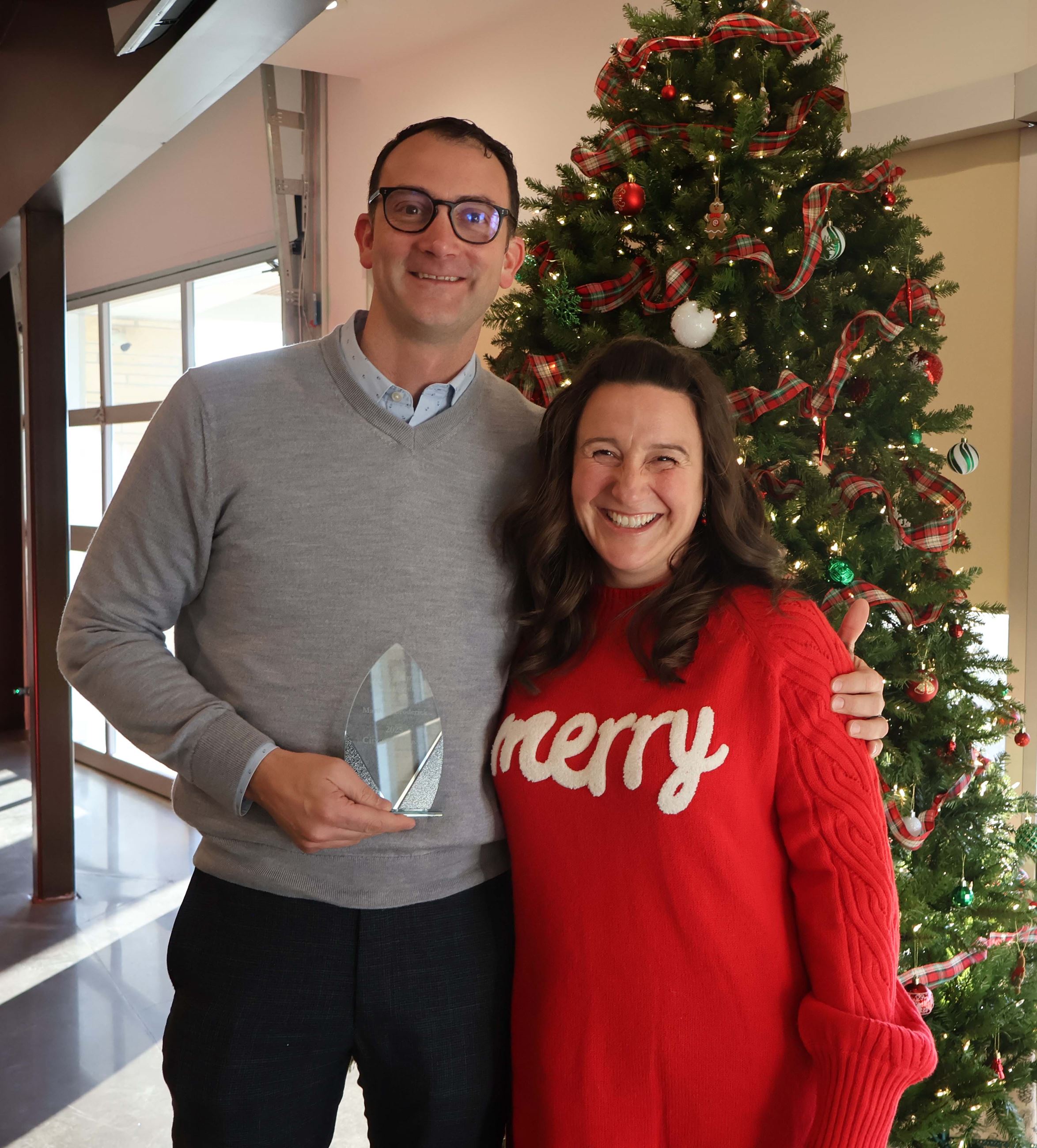 man with lady at appreciation breakfast 