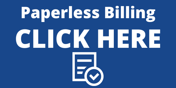 Button with text reading paperless billing click here Opens in new window